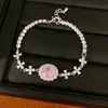 Pulsera geométrica ovalada de flor de circonita, elegante y única, de lujo ligero con un toque de alta gama, joyería de nicho al por mayor