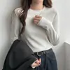 Camiseta Interior Ajustada que Favorece la Figura para Mujer, Camiseta Blanca, Temporada de Primavera y Otoño, Top de Estilo Básico, Estilo Chica Dulce y Picante, Mangas Largas