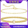 Aliexpress Comércio Exterior Pulseira de Duas Camadas com 26 Letras Novo Estilo Elegante Estilo de Luxo Leve Versátil para o Trajeto Diário Joias com Contas para Mulheres