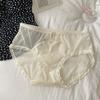 Ropa interior de mujer de satén y encaje, ligeramente madura, pura y sexy, Braguitas de malla ultrafinas con corte que cubren la cadera, Braguitas de cintura media de secado rápido para mujer
