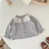 INS primavera e outono bebê floral manga comprida single-breasted cardigan menina laço em torno do pescoço casaco