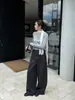 ICCIICC Otoño Nueva Moda Estilo Blogger Pantalones de Pierna Ancha Conjunto de Dos Piezas Pantalones Casuales para Mujer 2392