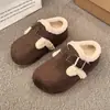 Birkenstocks femininas com aumento de altura oculto 2026 novo estilo popular sapatos de algodão de inverno com pelúcia adicionada pelúcia espessa chinelos de meia bico fechado estilo feminino