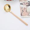 Cucharón de Acero Inoxidable 304 Estilo Japonés con Mango de Madera para Uso Doméstico, Adecuado para Ollas Arroceras y Ollas Calientes, Cuchara Grande Multipropósito para Servir Sopa
