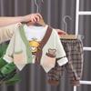 Ropa para Niños 2023 Venta al por Mayor Oso Bebé Suéter de Manga Larga Otoño Conjunto de Tres Piezas Estilo Dibujos Animados Primavera y Otoño