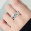 Anel de Mahjong Estilo Étnico Prata Tailandesa Preta Vintage Anel Paramita Heart Sutra de Treze Peças Estilo Leste e Sul