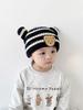 Gorro de bebé de otoño e invierno, gorro de lana grueso y cálido a rayas, gorro de punto para bebé niño y niña, gorro de oso para niño