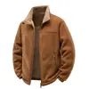 Chaqueta de Polar con Capucha para Hombre Otoño e Invierno Espesa de Polar Casual Sudadera Holgada Talla Grande Abrigo de Lana de Cordero