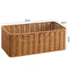 Mesa de Té Cesta de Bocadillos Mesita de Noche Caja de Almacenamiento Cesta con Cajón Cesta de Almacenamiento para Artículos de Baño Marco de Ratán de Plástico
