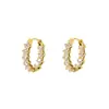 Moda Europea y Americana Exquisitos Pendientes de Acero Inoxidable 316 con Circonita de Diamante Completo para Mujer Oro de 18K Lujo Ligero Sentido de Diseño de Nicho Joyería para Orejas