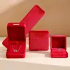 Caixa de joias com cantos arredondados e textura de veludo, caixa para anéis, caixa de armazenamento para brincos e colares, caixa para pulseiras de joias, caixa de embalagem para acessórios