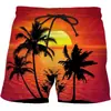 Pantalones de playa para hombre holgados casuales árbol de coco estilo hawaiano vacaciones estampado 3D fabricantes de shorts de natación venta al por mayor