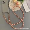 Lanyard simples diagonal para celular cor diamante doce simples corrente longa de contas prata preta pingente corrente anti-queda