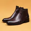 Sapatos Masculinos de Cano Alto em Couro Italiano, Botas Masculinas de Couro Genuíno, Botas Tendência Britânicas Casuais, Botas de Couro Bico Fino, Botas Martin Masculinas Versáteis