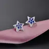 Pendientes de Estrella Dulces Simples Estilo Coreano para Mujer Pendientes de Estrella de Diamante Azul Fresco Pequeño de Circonita Pendientes