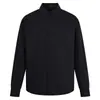 Camisa básica de manga larga de color blanco roto con un bolsillo, cuello de solapa simple, corte holgado, adecuada para ir al trabajo, color liso, camisa negra para hombre