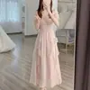 Vestido elegante de alta gama francés de alta sociedad, nuevo, suave, largo, adelgazante, de hada rosa, para verano.