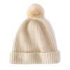 Gorro de Cachemir para Mujer 100% Cachemir Puro Otoño e Invierno Nuevo Hilo de Tres Hebras Pompón Engrosado Protege Orejas Tejido Cálido