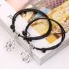 Pulsera simple de cuero tejido de cuero aleación para hombre gancho de pez ancla timón cuerda trenzada pareja ancla de barco pulsera