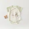 Macacão novo sem costura Classe A para recém-nascidos, algodão puro, roupa de verão fina de manga curta para recém-nascidos, macacão, roupa para engatinhar