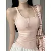 Nueva Camisola de Cuello en U para Mujer, Estilo Verano, Top Sexy Americano Ajustado con Copas, Ropa Interior sin Mangas