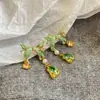 Pendientes de Esmalte Pintado Nala Pendientes Florales Románticos Pendientes de Lujo Ligero de Gama Alta Pendientes con Borlas que No se Desvanecen