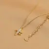 Corrente para Clavícula de Novo Temperamento Primavera e Verão Feminina Zircônia Cheia de Diamantes Estrela de Quatro Pontos Colar Senso Avançado Celebridade da Internet Corrente para Pescoço ao Vivo Joias