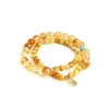 Joyería Jingde: Pulsera de citrino amarillo natural de alta transparencia con tres o más capas, combinada con un dije o colgante, una pulsera de cristal que se cree que trae buena fortuna