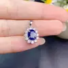 Colgante de Zafiro Natural, Piedra Suelta de 6*8mm, Montura Finamente Elaborada en Plata S925, Artesanía Pesada en Plata