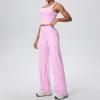 Nuevo Traje de Yoga de Dos Piezas Deportivo para Correr Fitness de Color Sólido Cepillado de Doble Cara Transfronterizo