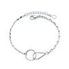 Antiguo Gato Ning Anillos Enlazados Cadena de Novia para Mujer Versátil Artístico Personalizado Estilo Coreano Estudiantil Pulsera de Cadena Geométrica para Mujer