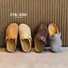 Zapatos de Mujer para Adultos 2025 Otoño Nuevo Estilo Mocasines de Cuero Genuino Mate para Mujer Moda Sandalias de Punta Dividida Falsa Perezosas Tipo Birkenstock