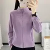 Chamarra de Felpa para Mujer 2025 Nueva Cálida Otoño e Invierno Casual con Forro de Felpa Engrosada Polar Doble Cara Cuello Alto Sudadera para Mujer