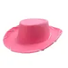 Venta al por mayor del fabricante Sombrero de vaquero con cordón Rosa Sombrero para niños Niños Navidad No tejido Borde marrón Cuerda