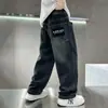 Jeans para Niños Elegante Atuendo de Primavera Ropa Infantil de Moda Primavera y Otoño Pantalones Rectos Pantalones Largos de Pierna Ancha para Niños Grandes Pantalones a la Moda