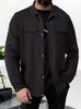 Nueva Chaqueta Abrigo Casual de Hombre Amazon Transfronterizo Otoño Waffle Color Sólido Bolsillo Superior Manga Larga
