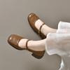Zapatos Mary Jane de Punta Cuadrada para Mujer 2024 Primavera y Verano Nuevo Estilo Coreano Zapatos Bajos con Tacón Medio Zapatos de Tacón Alto para Mujer Mori