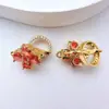 Fecho para Colar e Pulseira de Cobre Banhado a Ouro Trevo de Quatro Folhas Micro-Incustado com Zircônia Conector para Pulseira Acessórios para Joias DIY Fecho Final