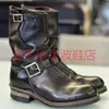 Novas botas Martin estilo europeu e americano de outono com zíper lateral cor sólida masculinas de metal preto salto quadrado tendência de inverno bico redondo