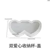 Poppy Yeso Cemento Pala Negra un Corazón Doble Caja de Almacenamiento Apilable Molde de Silicona Molde para Taza de Vela de Aromaterapia