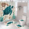 Cortina de Ducha Impermeable Serie Tortuga Poliéster Cortina de Baño Suministro Directo de Fábrica Impresión Digital Cortina de Ducha