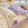 Conjunto de Cama de Inverno Classe A Espesso Leite Fleece Quatro Peças Cobertor de Edredom Fleece Dupla Face Adicionado Conjunto de Três Peças para Cama Dormitório Estudantil