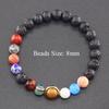 Serie Planeta Transfronterizo Pulsera de Piedra Natural Pulsera de los Ocho Planetas Cadena Elástica Joyería con Cuentas Accesorios de Regalo