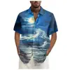 AliExpress Transfronterizo Ola Retro Estampado 3D Camisa de Manga Corta para Hombre Camisa Hawaiana Moda Casual Hombre