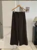 KEKEZOON Cielo Estrellado Medio Elástico Cintura Alta Color Sólido Pierna Recta Adelgazante Casual Petite Pantalones de Nueve Puntos Mujer 9325