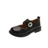 Pronta entrega bico redondo salto grosso Mary Jane sapatos de couro feminino 2026 novo estilo escolar JK versátil sola grossa sapatos pequenos de couro