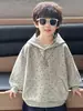 Sudadera unisex con capucha Q088 para niños y niñas, casual y de corte holgado, estilo nuevo con estampado de estrella de cinco puntas, adecuada para primavera y otoño