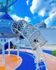 Escorregador de Jardim Equipamento de Playground Externo Brinquedos e Instalações de Entretenimento para Jardim Escorregador Infantil de Aço Inoxidável
