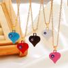 Collar de ojo de diablo de color amor, aleación retro, ojo étnico, colgante en forma de corazón, cadena de clavícula, collar cruzado