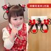 Tocado de horquilla para niña, tocado de niña pequeña, flor, linda peluca, trenza, lazo de niña, horquilla, accesorios para el cabello de Año Nuevo